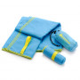 Rychleschnoucí plážový ručník Meteor Towel 80 x 130 cm světle-modrý je mikrovláknový ručník ideální pro pěší turistiku, plavání, trénink nebo pro každodenní použití doma. Je lehký a kompaktní, takže jej lze snadno skladovat a přenášet. Vyznačuje se vysokou nasákavostí při malé velikosti a rychlým zasycháním.