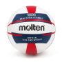 Molten plážový míč, model V5B1500-WN pro rekreační hry. Strojově šité, vyrobené z PU kůže. Skládá se z 18 panelů. Butylová trubka. Velikost míče: 5.