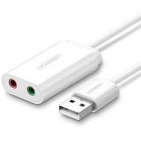 Zewnętrzna karta dźwiękowa USB UGREEN 15cm (biały)