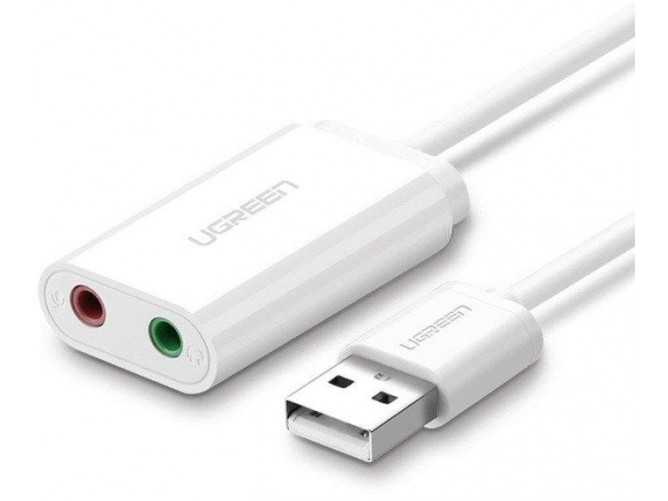 Zewnętrzna karta dźwiękowa USB UGREEN 15cm (biały)
