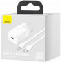 Ładowarka sieciowa Baseus Super Si Quick Charger 1C 20W z przewodem USB-C do Lightning 1m (biała)