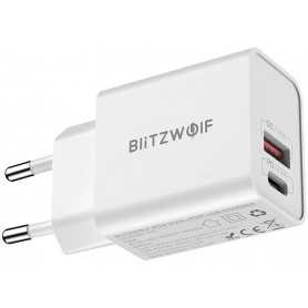 Ładowarka sieciowa Blitzwolf BW-S20, USB, USB-C, 20W (biała)