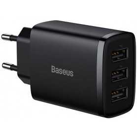 Ładowarka sieciowa Baseus Compact Quick Charger, 3x USB, 17W (czarna)