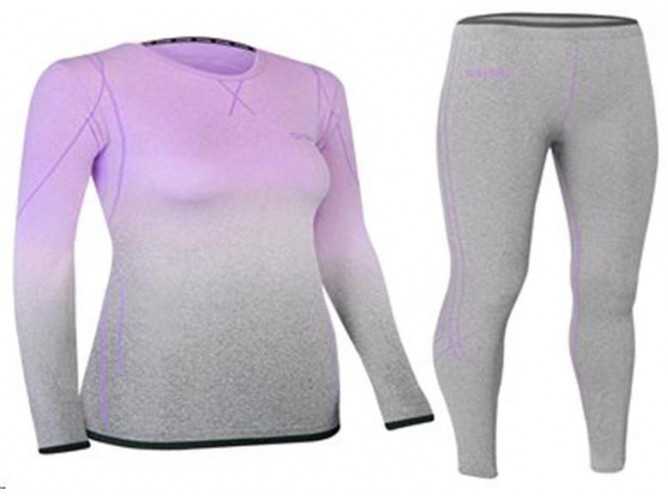 Spokey FLORA Set dámského termoprádla v dárkovém balení - triko a spodky, fialovo-šedá, vel. M/L