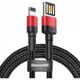Kabel Lightning USB (dwustronny) Baseus Cafule 2,4A 1m (czarno-czerwony)