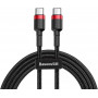 Kabel USB-C do USB-C PD Baseus Cafule PD 2.0 QC 3.0 60W 1m (czarno-czerwony)
