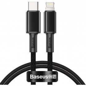 Kabel USB-C do Lightning Baseus High Density Braided, 20W, 5A, PD, 1m (czarny)