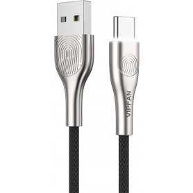 Kabel USB do USB-C Vipfan Fingerprint Touch Z04, 3A, 1.2m (czarny)
