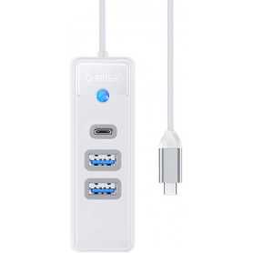 Adapter Hub USB-C do 2x USB 3.0 + USB-C Orico, 5 Gbps, 0.15m (biały)