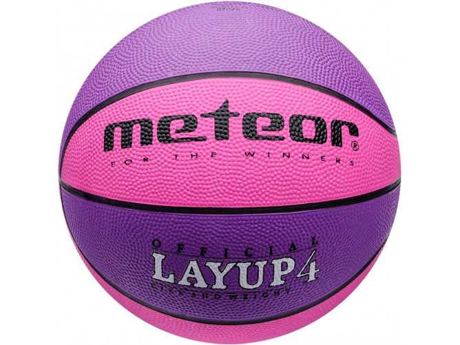 Piłka koszykowa Meteor Layup 4 różowo-fioletowa 07029