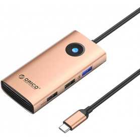 Stacja dokująca HUB 5w1 Orico USB-C, HDMI, 2xUSB (różowe złoto)