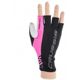 CRUSSIS cyklo rukavice černé/růžová fluo