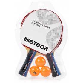 SET OF 2 TABLE TENNIS RACKETS METEOR MISTRAL*** AND 3 BALLS